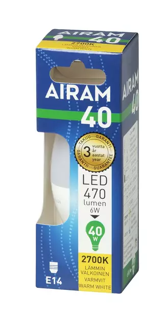 Airam Led kynttil=C3=A4lamppu E14 kanta 6W pakkaus - Lamput ja loisteputket - 6435200242280 - 2