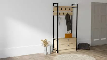 Teollinen Hall Standi - Kestävä ja Tyylikäs Säilytysratkaisu - 90x180x33 cm - Safiirinmusta - Eteiskaapit - 8683342851770 - 2