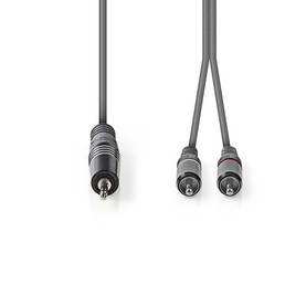 Stereoäänikaapeli | 3.5 mm uros | 2x RCA uros | Niklattu | 3.00 m | Pyöreä | Tummanharmaa | Pahvikotelo - Audiokaapelit - 5412810295210 - 2