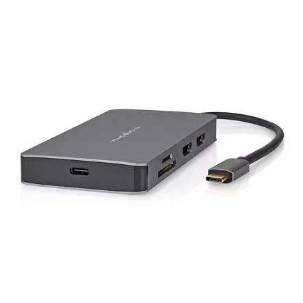 USB N Moniporttisovitin | 7-in-1 | USB 3.2 Gen 1 | USB-C Uros | Micro SD / RJ45 Naaras / SD / USB-C Naaras / 2x HDMI / 2x USB-A Naaras | 5 Gbps | 0.20 m | Pyöreä | Kullattu | PVC | Antrasiitti | Laatikko - Tietokone ja verkko - 5412810414260 - 1