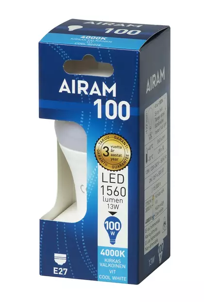 Airam\Vakiokupulamppu Led E27 kannalla 13W myyntipakkaus - Lamput ja loisteputket - 6435200215260 - 2