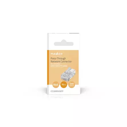 RJ45-liitin | RJ45 Pass Through | Kiinteä/juosteinen UTP CAT6 | Suora | Kullattu | 10 kpl | Polycarbonate | Läpikuultava | Laatikko - Tietokone ja verkko - 5412810478880 - 66