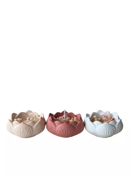 Betoninen Kynttiläsarja (3 kpl) - Soya Kynttilät, Punainen/Beige/Valkoinen, 8x5x8 cm - Tyylikäs Sisustusratkaisu - Kynttilät ja lyhdyt - 8684283555420 - 1