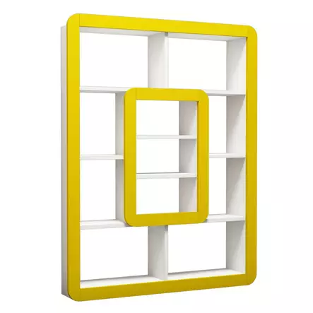 Boheemi Kirjahylly - Valkoinen Keltainen, 100% Melamiinipinnoitettu, 18mm, 108,4x140x21,8cm, Useita Hyllyjä, Seinään Kiinnitettävä - Kirjahyllyt - 8681875183610 - 1