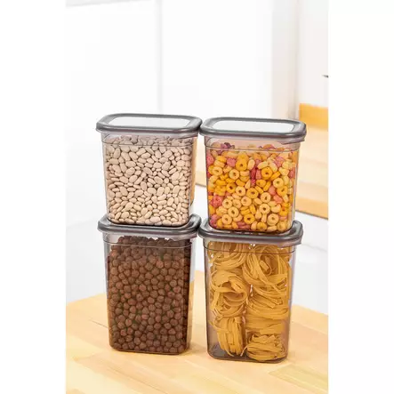 Keittiötarvikkeet: Tyylikäs ja Käytännöllinen Säilytyslaatikko Setti (4 kpl) - Antrasiitti, 100% Muovi, BPA-vapaa - Eväsrasiat ja ruoansäilytysastiat - 8683742868910 - 1