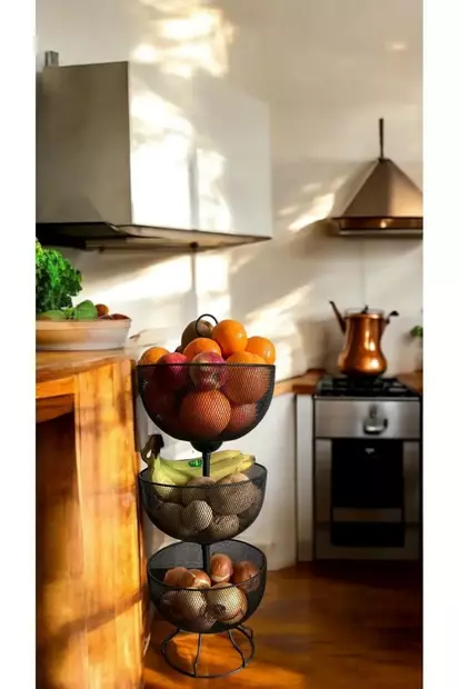 Metallinen Musta Korisetti - 3 Kpl, 25x25x18 cm, Kestävä ja Tyylikäs Säilytysratkaisu Kodin Sisustukseen - Tarjoiluastiat - 8684283679140 - 2