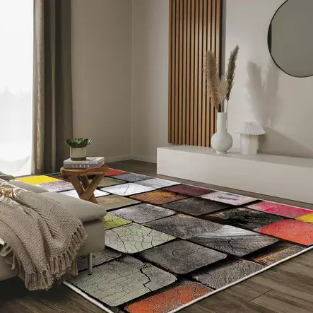 Monivärinen 100% Polyesteri Matto 60x100 cm - 3D Digitaalinen Painatus, Konepestävä, Liukumaton Alapuoli - Pienet matot ja käytävämatot - 8683342308090 - 2