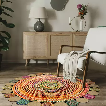 Monivärinen 70 cm Antibakteerinen Polyesterimatto - 3D Digipainatus, Konepestävä, Liukumaton Alapuoli - Pyöreät matot - 8682870647770 - 1