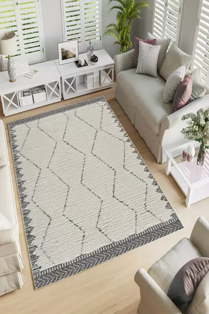 Monivärinen eteisen matto käytävämatto 100x150 cm - Antibakteerinen, Ekologinen, Liukumaton, Konepestävä, 100% Polyesteri, 650 gr/m² - Suuret ja keskikokoiset matot - 8683342895330 - 2