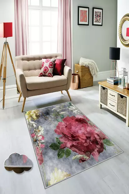 Monivärinen eteisen matto käytävämatto 80x150 cm - 100% Polyesteri, Antibakteerinen, Konepestävä, Liukumaton PVC-pohja - Pienet matot ja käytävämatot - 8681875857580 - 2
