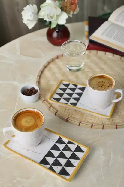 Monivärinen Keraaminen Kahvikuppisetti (4 osaa) - Antibakteerinen, Ekologinen, Mikroaaltouuni- ja Astianpesukoneenkestävä - Kahvi- ja teeastiat - 8684282802020 - 2