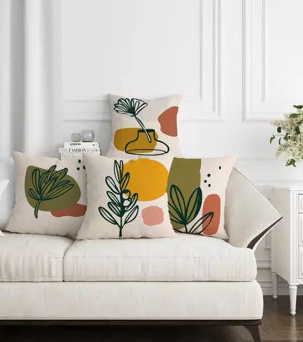 Monivärinen Tyynynpäällinen 4 kpl Setti - 50% Puuvilla/Polyesteri, 43x43 cm, Konepestävä ja Silityskelpoinen - Koristetyynyt - 8684283712540 - 2