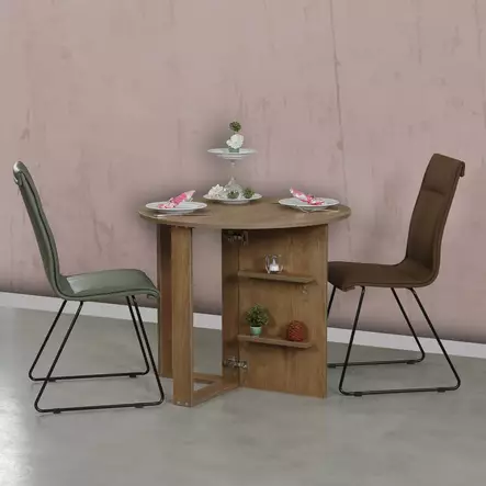 Taittopöytä - Kalusteet, Kaukasiantammi, 100% Melamiinipinnoitettu Lastulevy, 18 mm, Laajennettava, 90x77x45 cm - Pöydät - 8681875178920 - 2