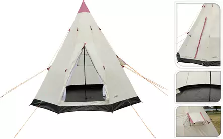 Teltta tipi 2-3 hengen teltta 250x250x240cm beige pu 2000mm - Teltat, laavut, riippumatot - 8720573923330 - 1