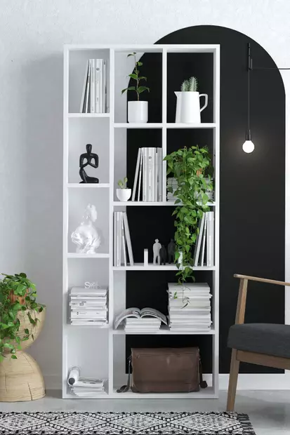 Valkoinen Kirjahylly 75x170x18 cm - 100% Melamiinipinnoitettu Lastulevy, Helppo Koota ja Puhdistaa - Kirjahyllyt - 8683743015870 - 2