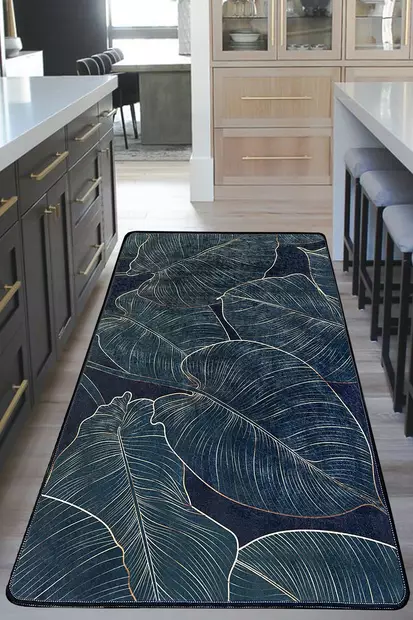 Vihreä eteisen matto käytävämatto 80x200 cm - Antibakteerinen, Konepestävä, Liukumaton, 100% Polyesteri, 10 mm Nukka, 700 gr/m² - Pienet matot ja käytävämatot - 8683342628150 - 1