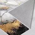 160 x 230 cm Antibakteerinen 3D Digitaalipainettu Matto - Valkoinen Harmaa Kulta Musta - Konepestävä Polyesteri - Suuret ja keskikokoiset matot - 8683742605720 - 5