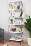 Valkoinen Kirjahylly - 100% Melamiinipinnoitettu Lastulevy, 46x165x30 cm, Useita Hyllyjä, Kiinnitettävä Seinäkiinnitys - Kirjahyllyt - 8682870729520 - 2