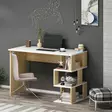 Moderni Opiskelupöytä - Valkoinen Safiiritammi, 100% Melamiinipinnoitettu, 110x73,8x50 cm, Useita Hyllyjä - Työpöydät - 8683342399920 - 2