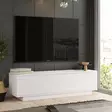 TV-taso, valkoinen, 140 cm leveä, kestävä, tilava - TV-tasot - 8683342403870 - 2
