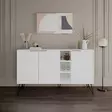 Konsoli, valkoinen, 142 cm leveä, kestävä, runsaasti säilytystilaa - Lipastot ja senkit - 8683743096800 - 1