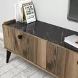TV-taso, Huonekalut, Pähkinä Marmori, 100% Melamiinipinnoitettu Lastulevy, 180x49x35 cm, Useita Hyllyjä, Seinään Kiinnitettävä - TV-tasot - 8681875807660 - 4