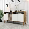 Moderni Konsoli - Pähkinä Valkoinen - 100% Melamiinipinnoitettu - 160x78x35 cm - Useita Hyllyjä ja Lisäsäilytystilaa - Lipastot ja senkit - 8683743027880 - 2