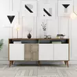 Moderni Konsoli - Pähkinä Valkoinen - 100% Melamiinipinnoitettu - 160x78x35 cm - Useita Hyllyjä ja Lisäsäilytystilaa - Lipastot ja senkit - 8683743027880 - 1
