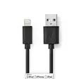 Lightning Kaapeli | USB 2.0 | Apple Lightning 8-Pin | USB-A Uros | 480 Mbps | Niklattu | 1.00 m | Pyöreä | PVC | Musta | Laatikko - Lightning-kaapelit - 5412810303830 - 1