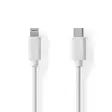Lightning Kaapeli | USB 2.0 | Apple Lightning 8-Pin | USB-C Uros | 480 Mbps | Niklattu | 1.00 m | Pyöreä | PVC | Valkoinen | Label - Nedis tuotteet - 5412810421060 - 1