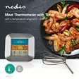 Lihalämpömittari | Ajastin / Hälytys / Lämpötila-asetukset | Värillinen LCD näyttö | 0 - 250 °C | Hopea / Valkoinen - Päivittäiskeittiötarvikkeet - 5412810311880 - 5