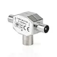 Satelliitti- ja antenni-sovitin | 2x koaksiaali uros | IEC (Coax) Naaras | Niklattu | 75 Ohm | T-jakaja | Metalli | Hopea | 1 kpl | Laatikko - Antenniliittimet ja adapterit - 5412810289530 - 42