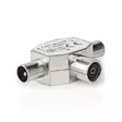 Satelliitti- ja antenni-sovitin | 2x koaksiaali uros | IEC (Coax) Naaras | Niklattu | 75 Ohm | T-jakaja | Metalli | Hopea | 1 kpl | Laatikko - Antenniliittimet ja adapterit - 5412810289530 - 41