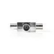 Satelliitti- ja antenni-sovitin | 2x koaksiaali uros | IEC (Coax) Naaras | Niklattu | 75 Ohm | T-jakaja | Metalli | Hopea | 1 kpl | Laatikko - Antenniliittimet ja adapterit - 5412810289530 - 10