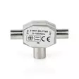 Satelliitti- ja antenni-sovitin | 2x koaksiaali uros | IEC (Coax) Naaras | Niklattu | 75 Ohm | T-jakaja | Metalli | Hopea | 1 kpl | Laatikko - Antenniliittimet ja adapterit - 5412810289530 - 11