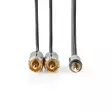 Stereoäänikaapeli | 3.5 mm uros | 2x RCA uros | Kullattu | 2.00 m | Pyöreä | Gun Metal Harmaa / Harmaa | Laatikko kannella ja ikkunalla - Audiokaapelit - 5412810318650 - 10