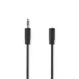 Stereoäänikaapeli | 3.5 mm uros | 3.5 mm naaras | Niklattu | 5.00 m | Pyöreä | Musta | Label - Audiokaapelit - 5412810420070 - 1