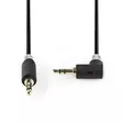 Stereoäänikaapeli | 3.5 mm uros | 3.5 mm uros | Kullattu | 1.00 m | Pyöreä | Antrasiitti | Laatikko - Audiokaapelit - 5412810264940 - 10