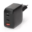 Seinälaturi | 100 W | GaN | PD3.0 | 2.5 / 3.0 / 5.0 A | Lähtöliitäntöjen määrä: 3 | USB-A / 2x USB-C | Automaattinen Jännitteen Valinta | Musta - Verkkolaturit - 5412810470150 - 1