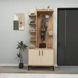 Atlantic Pine Beige Hall Stand - 100% Melamiini, 18mm, 74,4x182,8x33cm, Lisäsäilytys, Seinään Kiinnitettävä - Eteiskaapit - 8684283433780 - 2