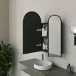 Musta Kylpyhuonekaappi Peilillä - MDF 18 mm - 12x45x50 cm - Peili 2x60x70 cm - Tyylikäs ja Kestävä - Kylpyhuonekalusteet - 8683742873280 - 4