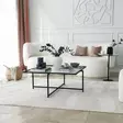 Moderni Teollinen Musta sohvapöytä - 100% Karkaistu Lasi, Metallijalat, 85x85x35 cm, Sähköstaattinen Maalaus - Sohvapöydät - 8683342949590 - 1