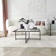 Moderni Teollinen Musta sohvapöytä - 100% Karkaistu Lasi, Metallijalat, 85x85x35 cm, Sähköstaattinen Maalaus - Sohvapöydät - 8683342949590 - 4