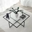 Moderni Teollinen Musta sohvapöytä - 100% Karkaistu Lasi, Metallijalat, 85x85x35 cm, Sähköstaattinen Maalaus - Sohvapöydät - 8683342949590 - 8
