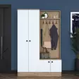 Hall Standi - Tyylikäs Valkoinen Pähkinä, 100% Melamiini E1 Laatu, 18mm, 119,6x182,8x35,5cm, Useita Hyllyjä, Kiinnitettävä - Eteiskaapit - 8683743764600 - 4