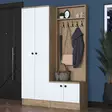 Hall Standi - Tyylikäs Valkoinen Pähkinä, 100% Melamiini E1 Laatu, 18mm, 119,6x182,8x35,5cm, Useita Hyllyjä, Kiinnitettävä - Eteiskaapit - 8683743764600 - 2