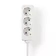 Jatkojohto | Maadoitettu virtaliitin / Tyyppi F (CEE 7/7) | 3-suuntainen | 3.00 m | 3680 W | 16 A | Maadoituksen tyyppi: Sivukontaktit | 230 V AC 50/60 Hz | Pistokannan kulma: 45 ° | H05VV-F 3G1.5mm² | Valkoinen - Jatkojohdot - 5412810465880 - 30