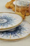 Keraaminen Jälkiruokalautasetti 22 cm (6 kpl) - Antibakteerinen, Helppo Puhdistaa, Ekologinen, Valkoinen/Sininen/Oranssi - Lautaset - 8684283355860 - 5
