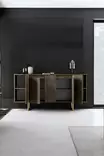Konsoli, saksanpähkinänruskea kulta, 160 cm leveä, kestävä, vakaa - Lipastot ja senkit - 8684282178200 - 6