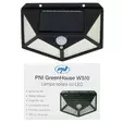 LED aurinkolamppu PNI GreenHouse WS10, 100 lediä, 600 lm, PIR kulma 120 astetta, akku 1800 mAh, seinäasennus - PNI tuotteet - 5949066535710 - 2